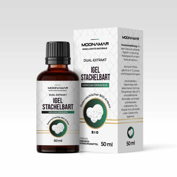 Igelstachelbart (Hericium E, Affenkopfpilz) / 50ml BIO Flüssigextrakt / MOONAMAR